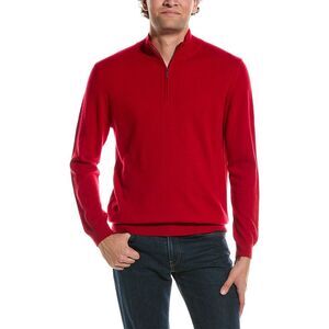Forte Mens  Cashmere Mock Neck Cashmere 1/4-Zip Sweater